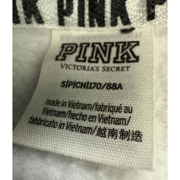 Victorias Secret Pink Sherpa Lined White Logo Hoodie Size Small - Picture 4 of 7
